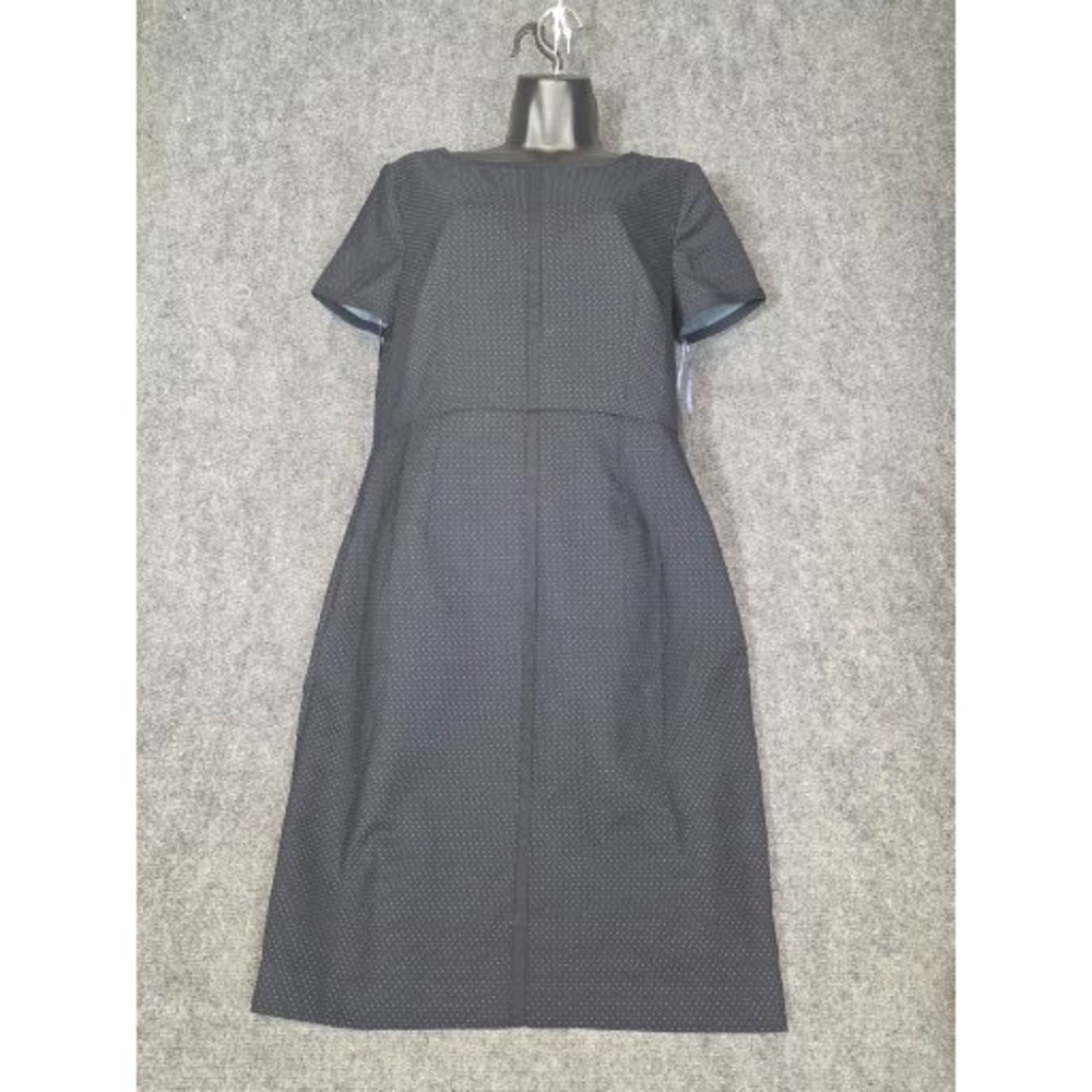 Talbots Womens Navy Blue Micro Dot Short Sleeve Sheath Dress Size 10 Boat Neck